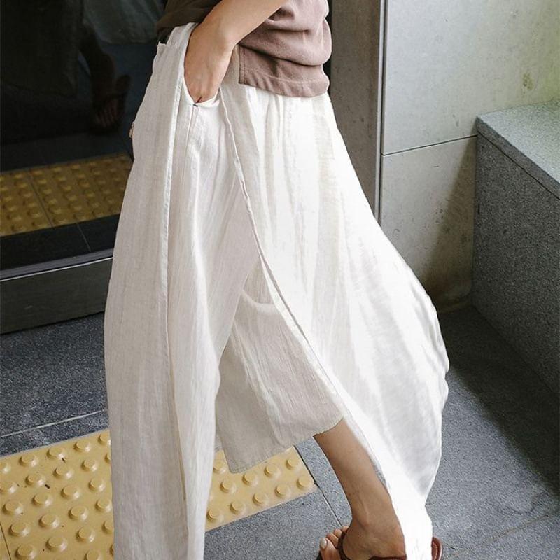 High Rise Plain Cropped Wide Leg Pants product image