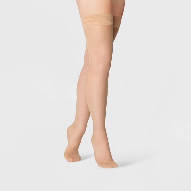 Womens 20D Sheer Thigh Highs - A New Day Honey Beige S/M Product Image