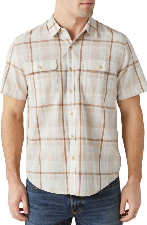 Lucky Brand Plaid Short Sleeve Cotton Button-Up Workwear Shirt Product Image