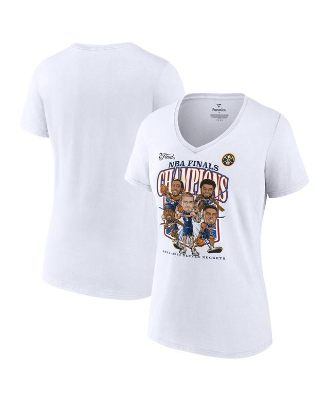 Womens Fanatics White Denver Nuggets 2023 Nba Finals Champions Windmill Team Caricature V-Neck T-shirt Product Image