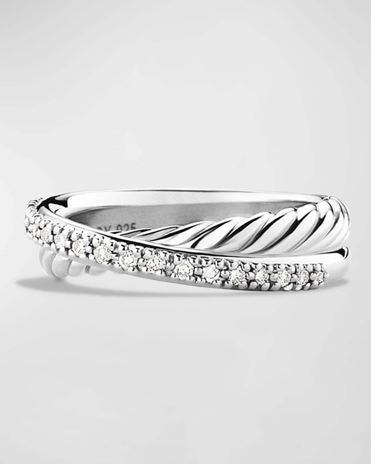 Womens Crossover Band Ring with Pav Diamonds Product Image