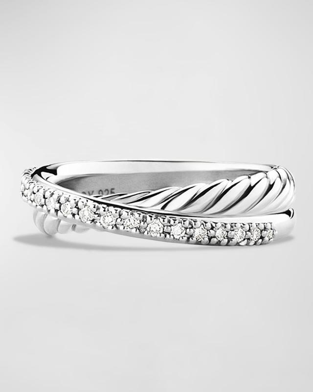 Womens Crossover Band Ring with Pav Diamonds Product Image