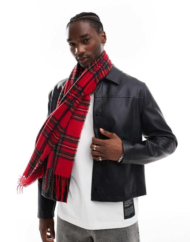 ASOS DESIGN tartan scarf in red Product Image