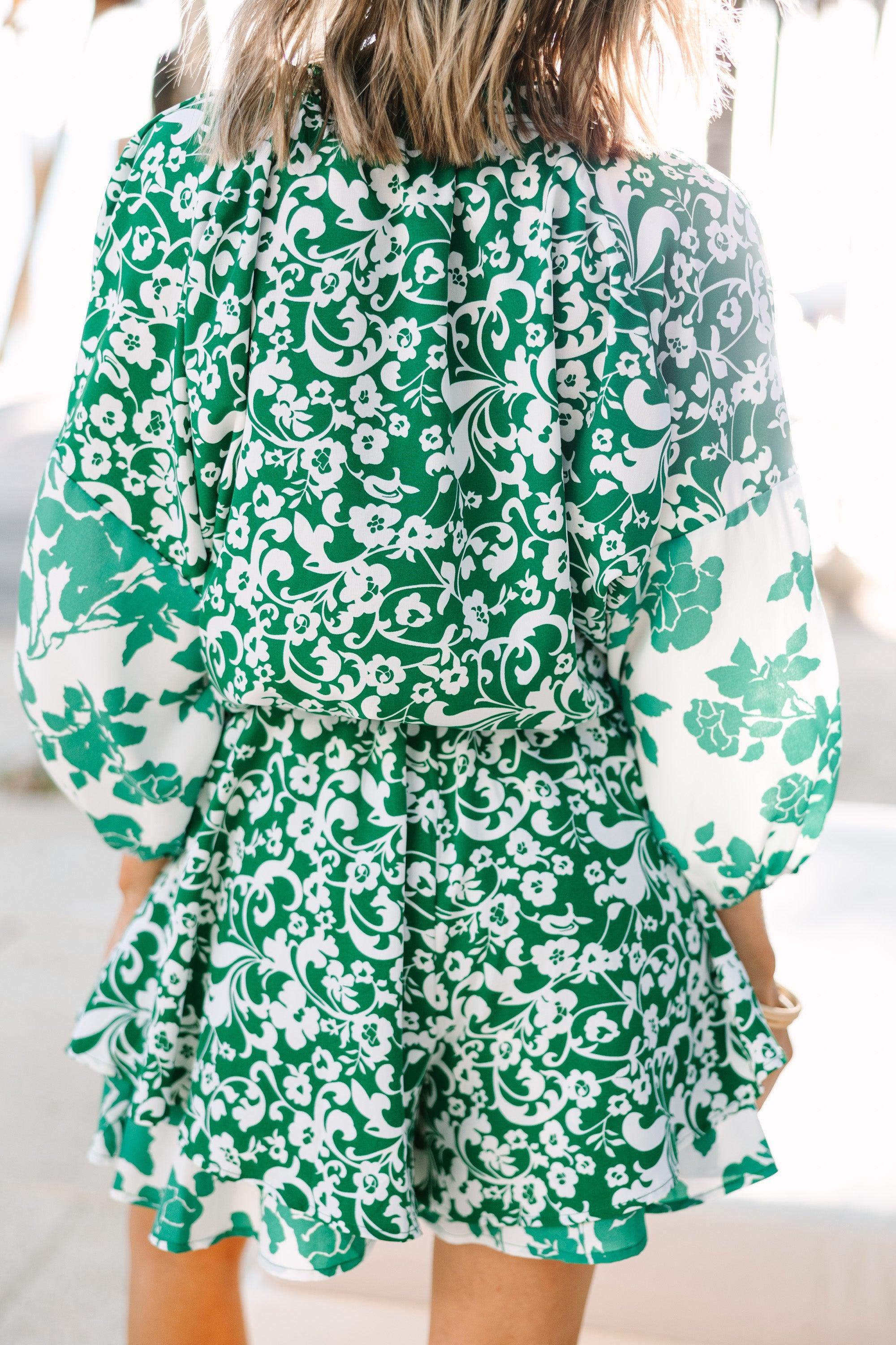 All Together Now Green Floral Bodysuit Female Product Image