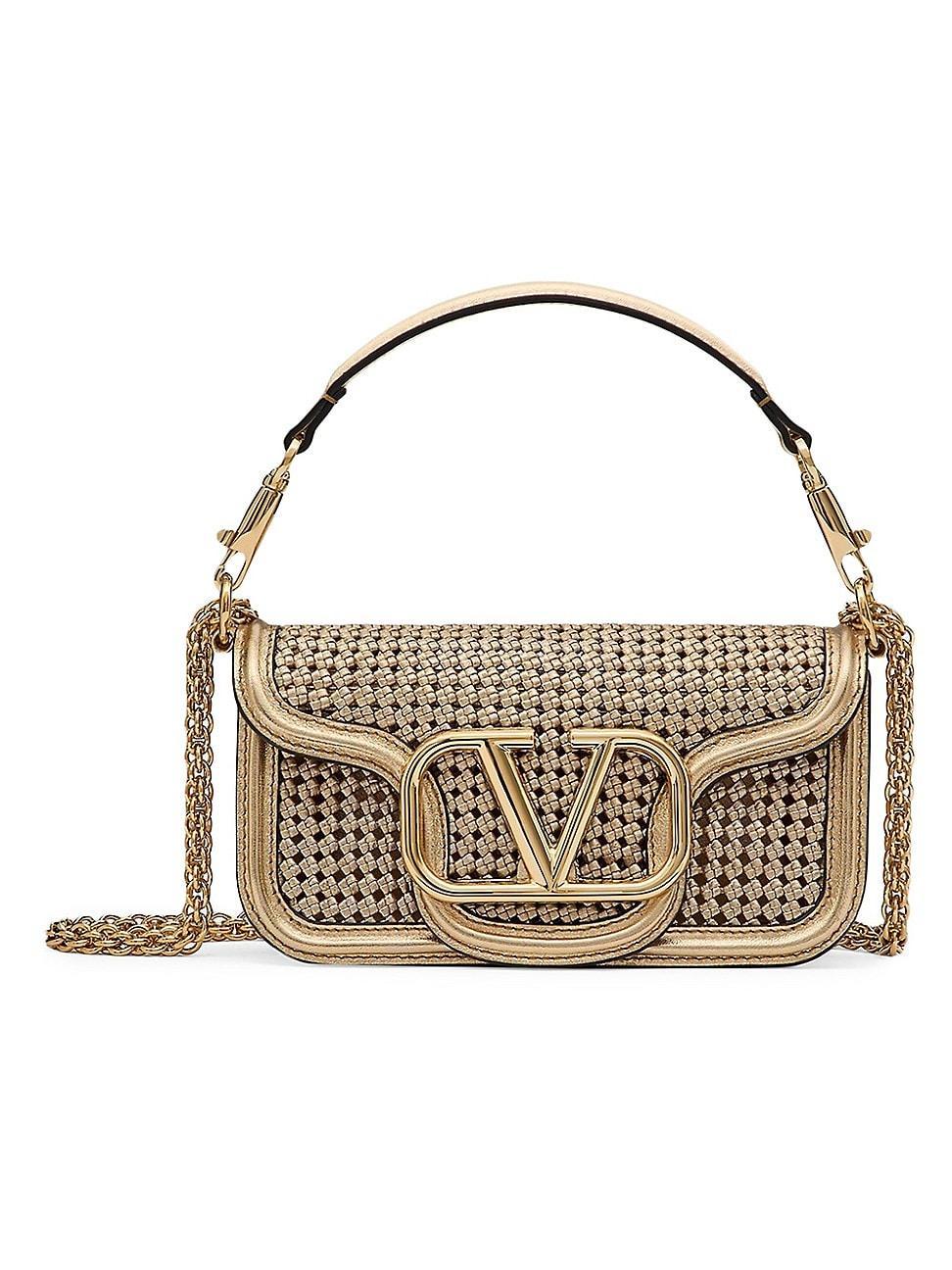 Womens Loc Small Shoulder Bag in Metallic Woven Leather Product Image