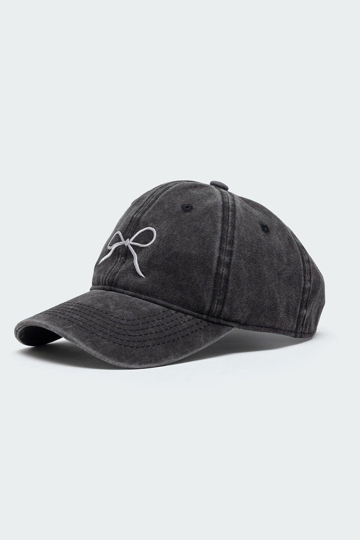 Embroidered Bow Washed Baseball Cap Product Image