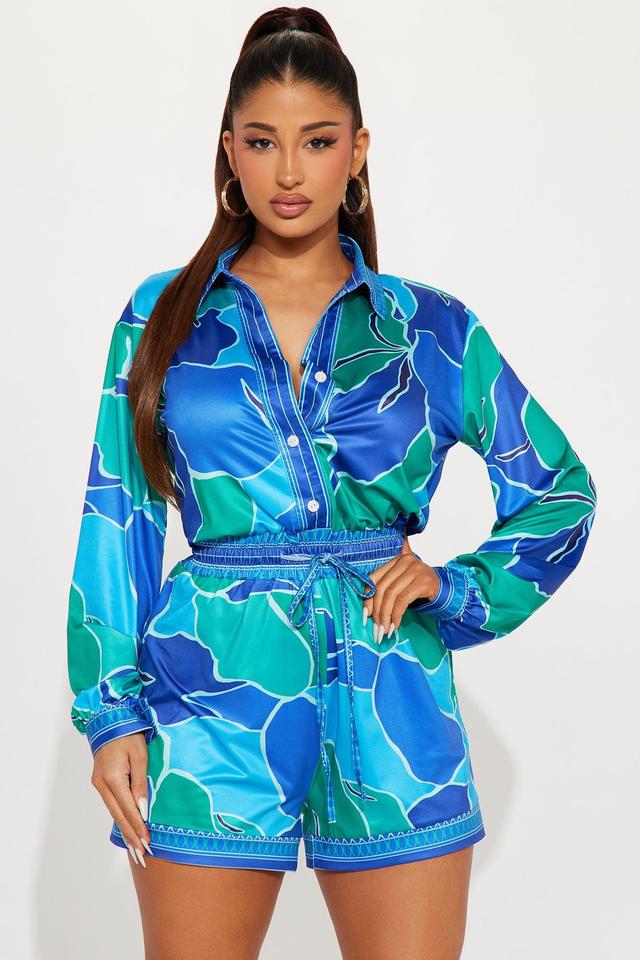 More Than Ever Romper - Blue/combo Product Image