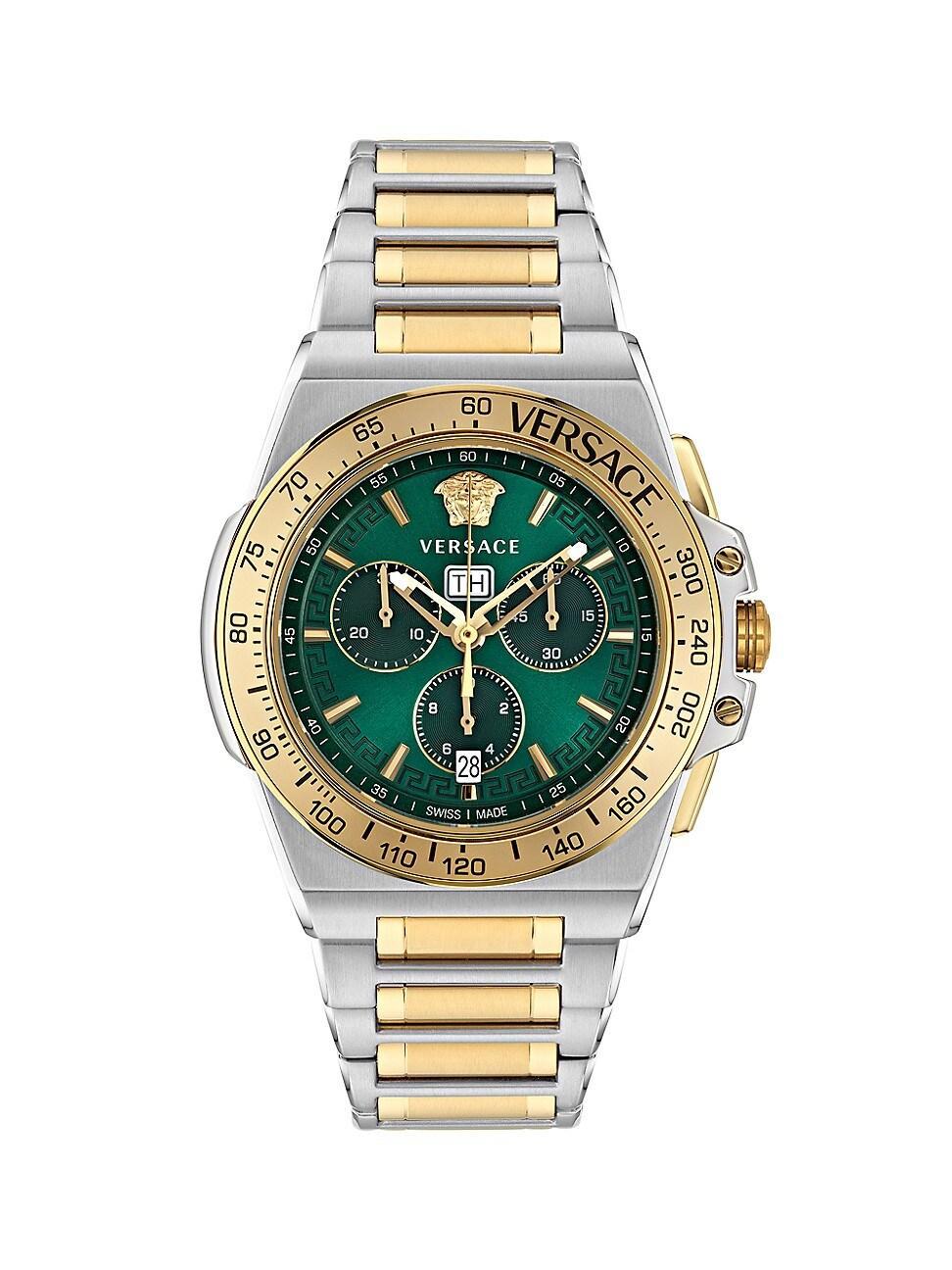 Versace Mens Swiss Chronograph Greca Extreme Two-Tone Stainless Steel Bracelet Watch 45mm Product Image