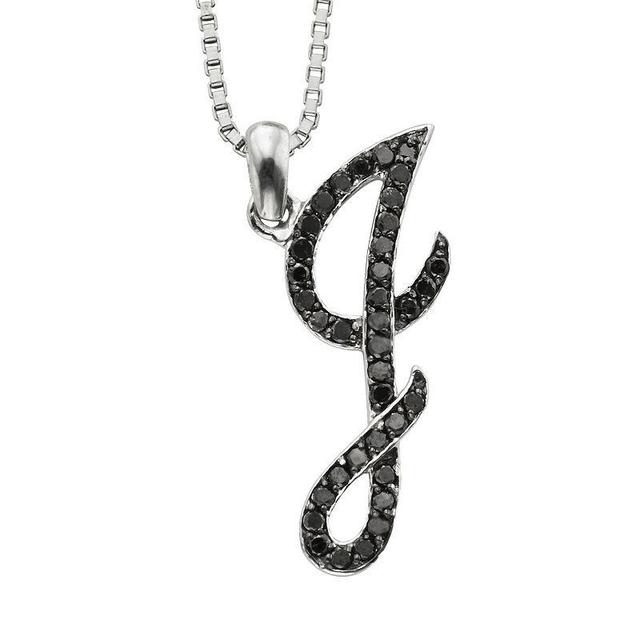 Jewelexcess Sterling Silver 1/4-ct. T.W. Black Diamond Initial Pendant, Womens Product Image