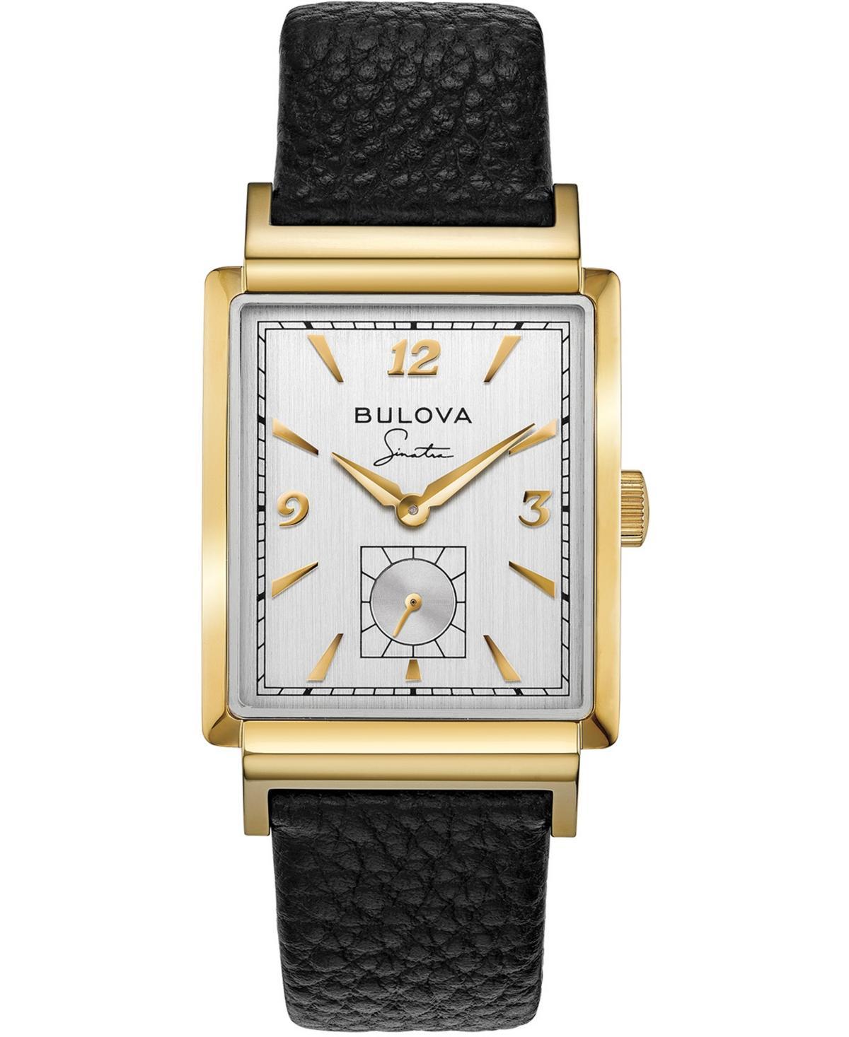 Bulova Mens Frank Sinatra My Way Black Leather Strap Watch 29.5 x 47mm Product Image