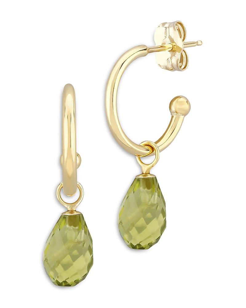 Bloomingdales Peridot Briolette Dangle Mini Hoop Earrings in 14K Yellow Gold - 100% Exclusive Product Image