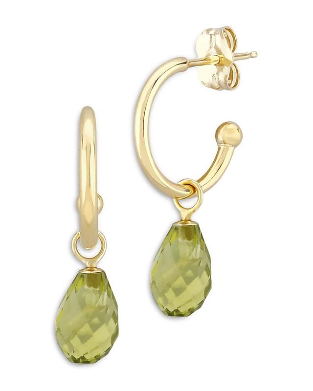 Bloomingdales Peridot Briolette Dangle Mini Hoop Earrings in 14K Yellow Gold - 100% Exclusive Product Image