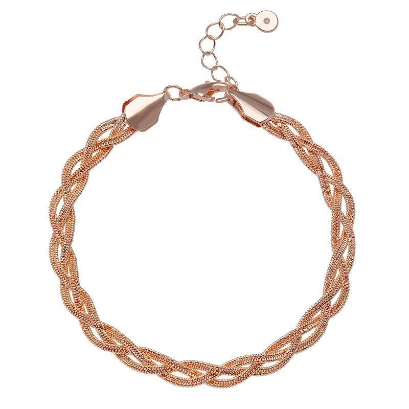 LC Lauren Conrad Braided Chain Bracelet, Womens, Pink Tone Product Image