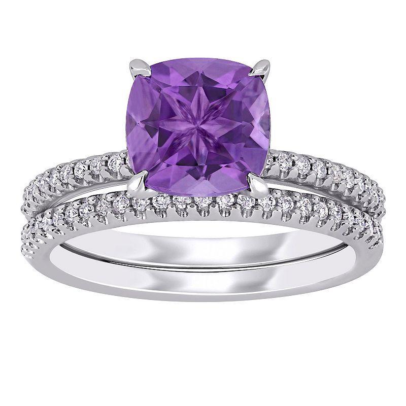 Stella Grace 14k White Gold Amethyst & 1/4 Carat. T.W. Diamond Engagement Ring Set, Womens 14k Whgold Product Image