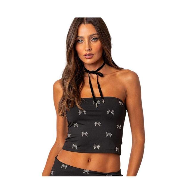 Womens Rhinestone Bow tube top Product Image