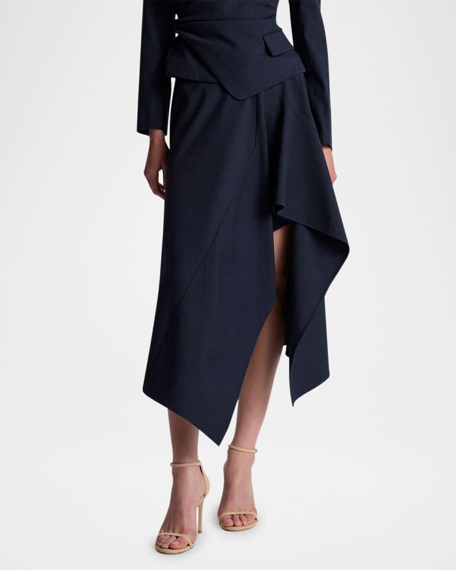 Draped Navy Midi Skirt product image