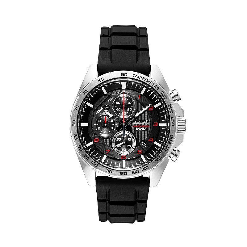 Seiko Mens Chronograph Black Silicone Strap Watch 43.9mm Product Image