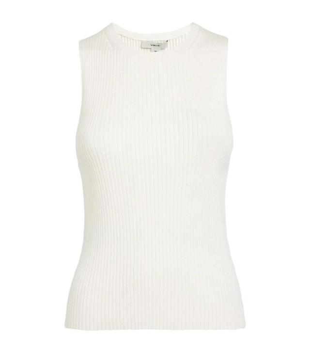 Ribbed Knitted Tank Top In White Product Image