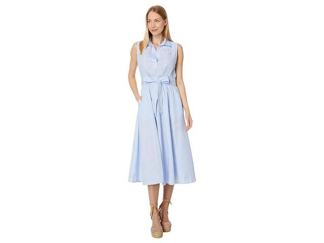 Tommy Hilfiger Sleeveless Cornell Stripe Dress (Cornflower /White) Women's Dress Product Image