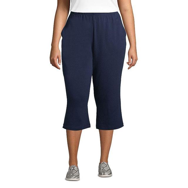 Plus Size Lands End Sport High Waist Pull-On Capri Pants, Womens Radiant Blue Product Image