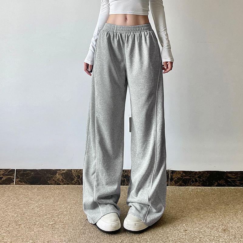 Low Rise Plain Loose-Fit Wide-Leg Sweatpants Product Image