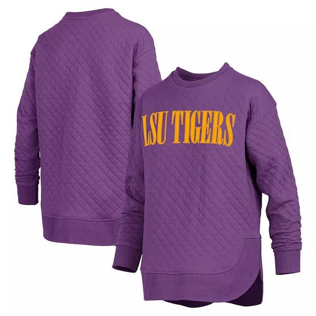 Womens Pressbox LSU Tigers Quilted Long Sleeve Pullover Sweatshirt Product Image