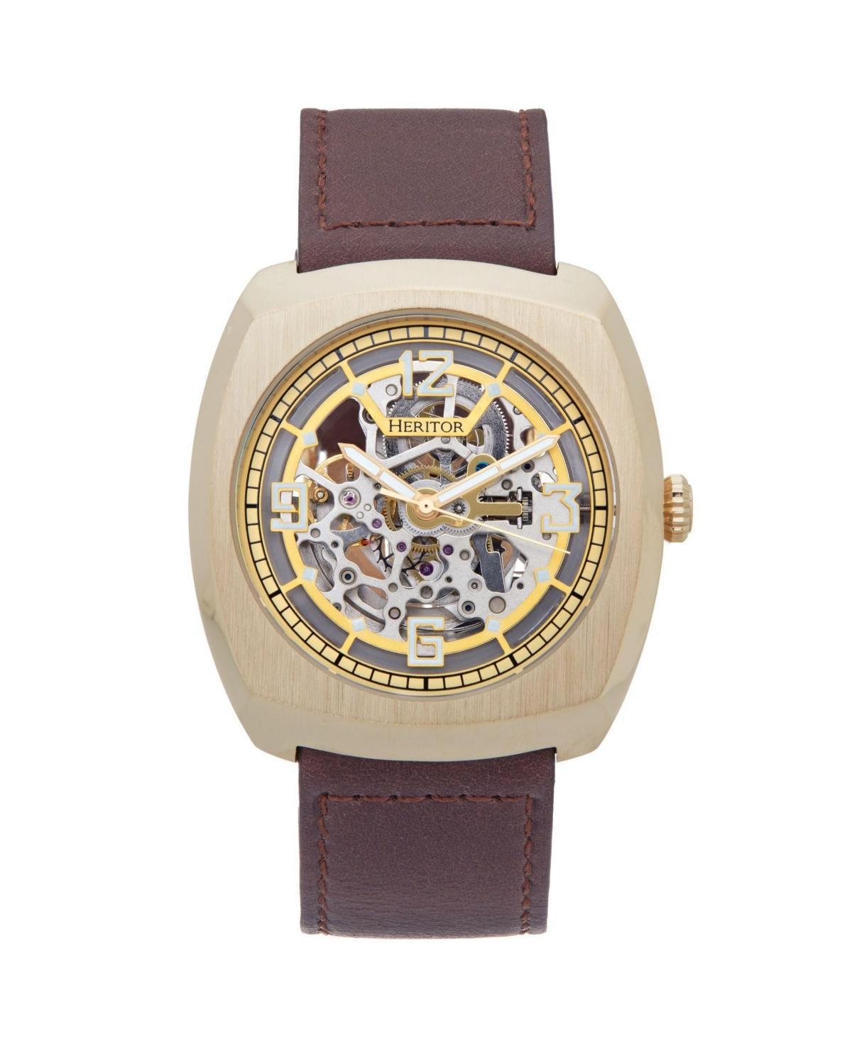 Men's Heritor Automatic Gatling Skeletonized Leather-Band Watch, 0 Product Image