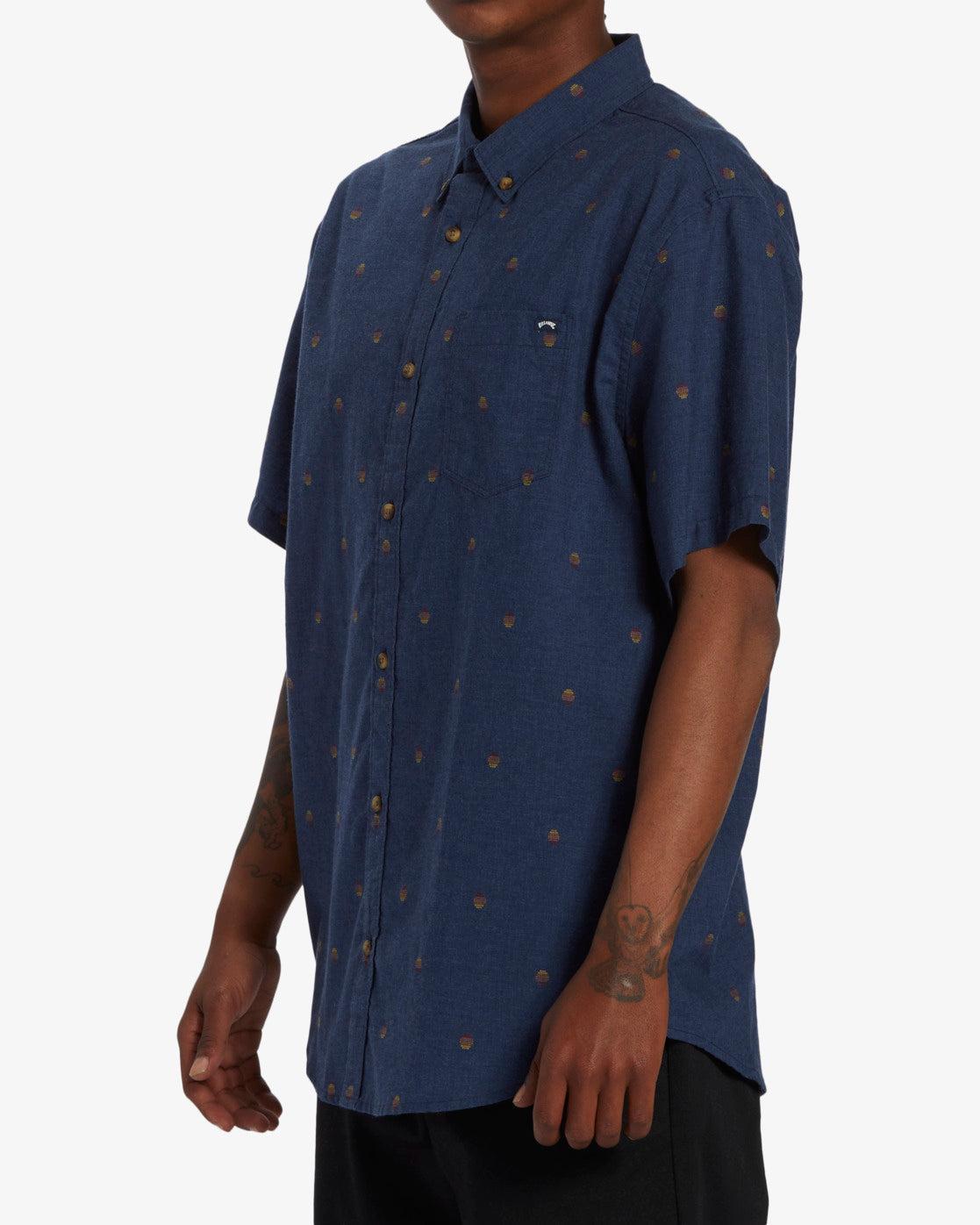 All Day Jacquard Short Sleeve Shirt - Navy Male Product Image