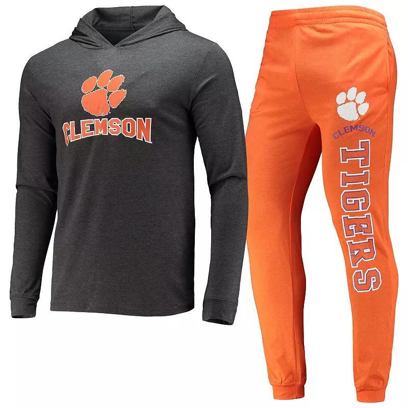 Mens Concepts Sport /Charcoal Clemson Tigers Meter Long Sleeve Hoodie T-Shirt & Jogger Pants Set Product Image