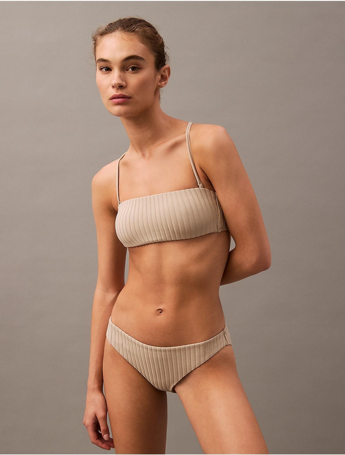 Calvin Klein Womens Archive Rib Bandeau Bikini Top - Neutral - XS Product Image