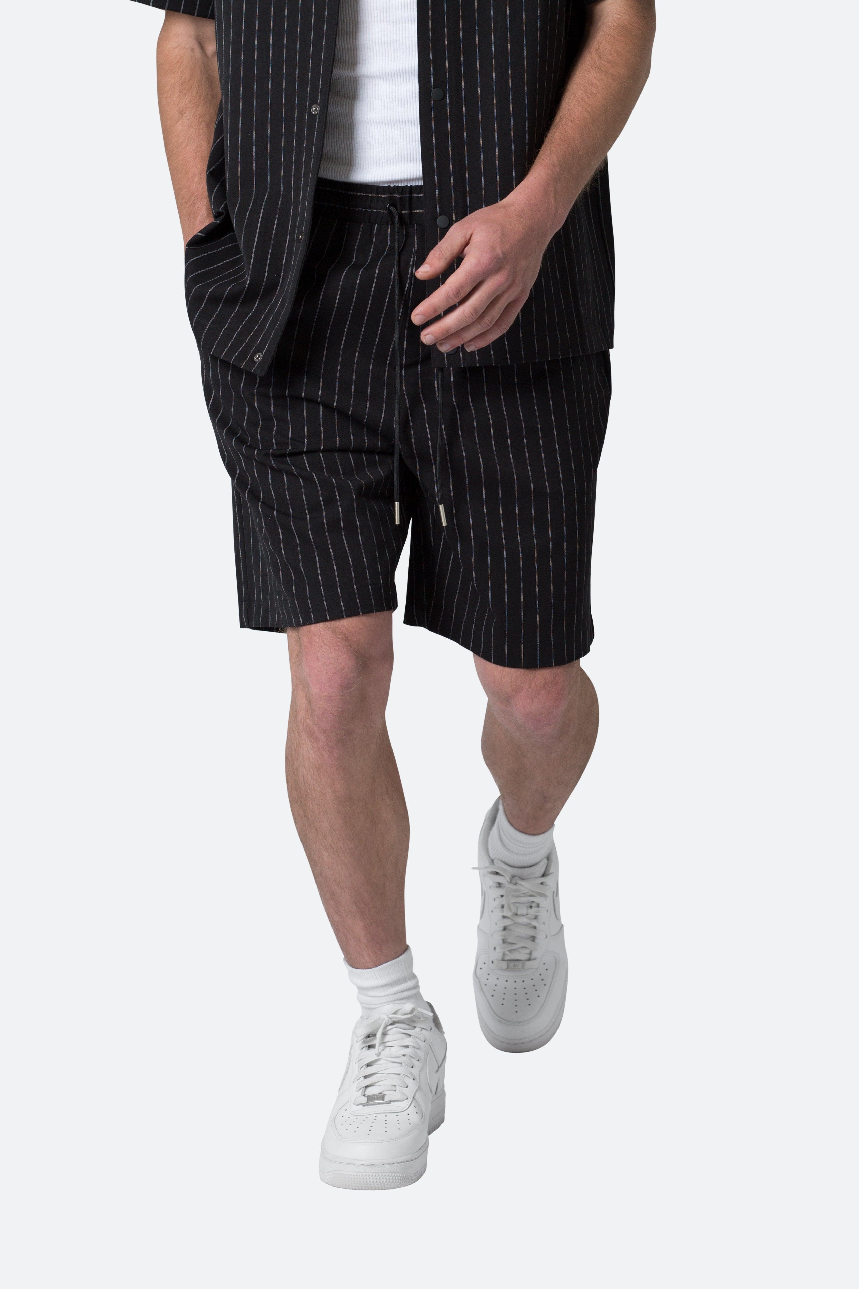 Pinstripe Shorts - Black Product Image