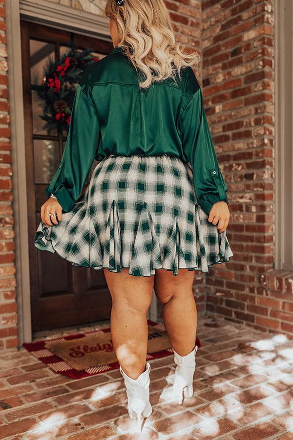 Small Town Holiday Skirt In Green Curves Product Image