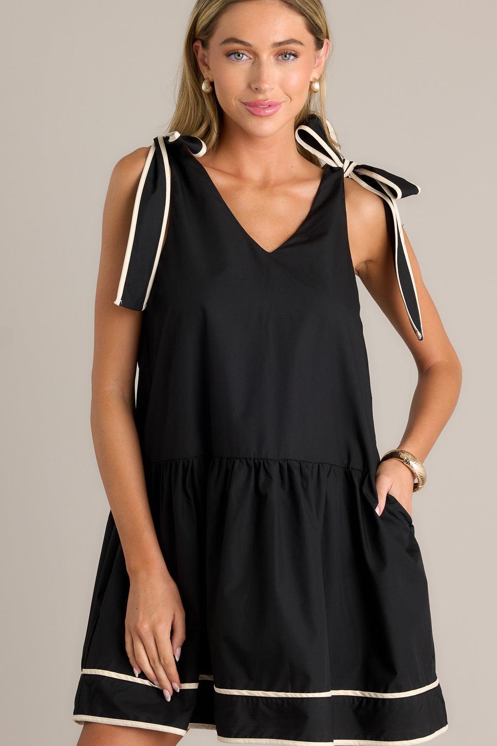 Luminous Whispers Black Mini Dress Product Image