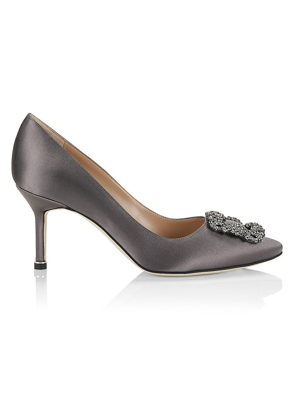 Womens Hangisi 70MM Crystal-Embellished Satin Pumps Product Image