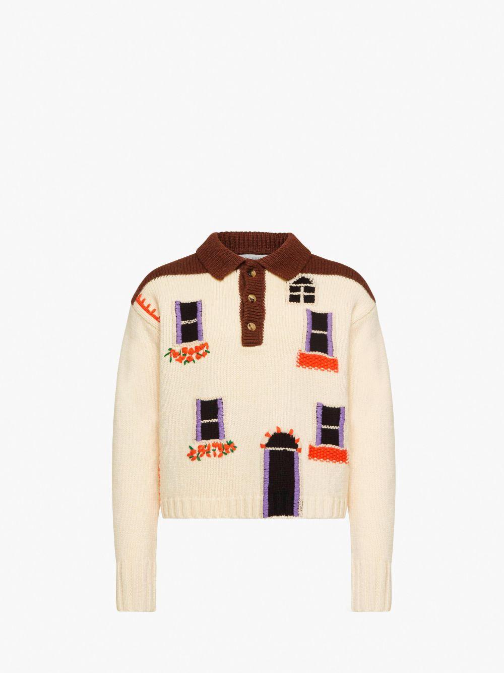 HOUSE' INTARSIA POLO SWEATER in white | JW Anderson US  Product Image