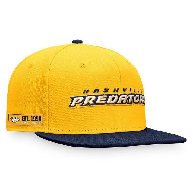 Mens Fanatics Branded Gold/Navy Nashville Predators Iconic Color Blocked Snapback Hat Product Image