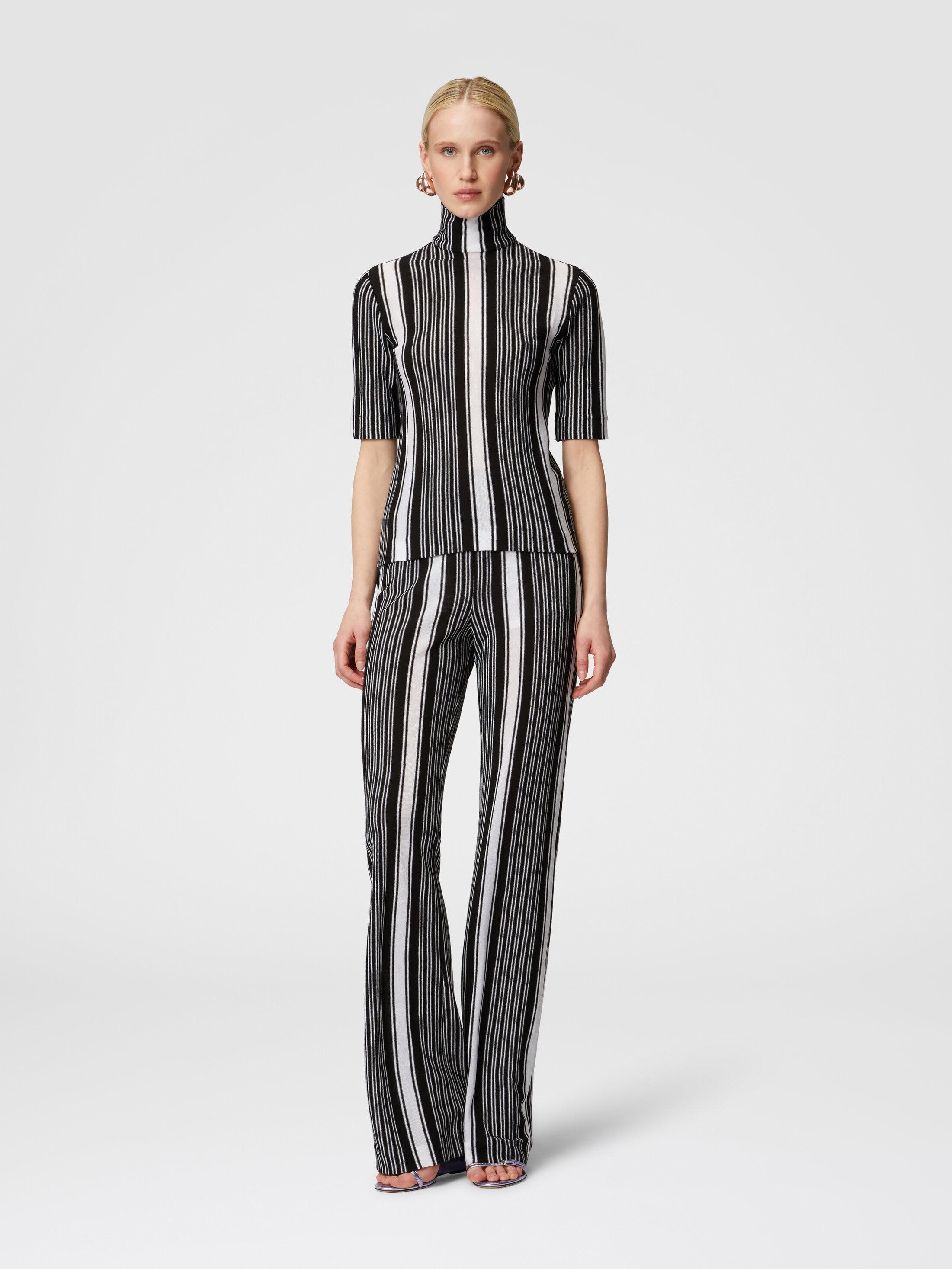 Straight striped trousers in cotton and viscose Product Image