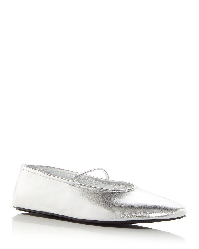 JEFFREY CAMPBELL Dancerina Womens Faux Leather Slip On Ballet Flats In Silver Product Image