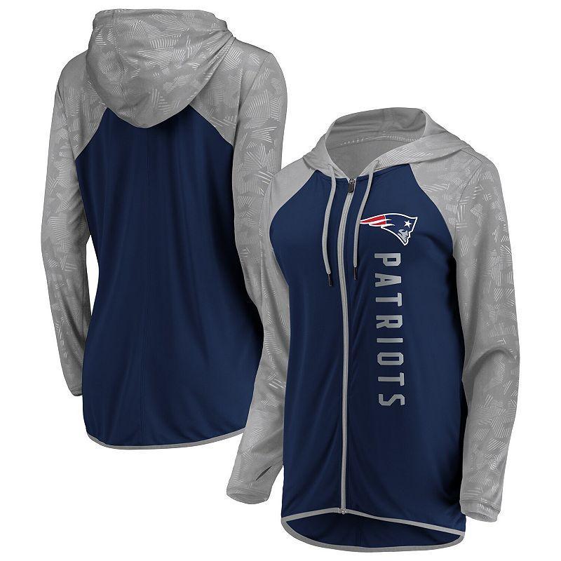 Womens Fanatics Branded New England Patriots Forever Fan Logo Full-Zip Hoodie Blue Product Image