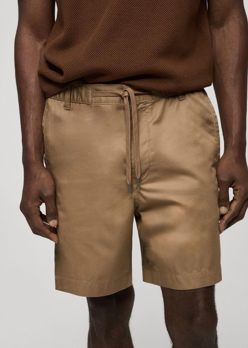 MANGO MAN - 100% cotton drawstring Bermuda shorts beigeMen Product Image