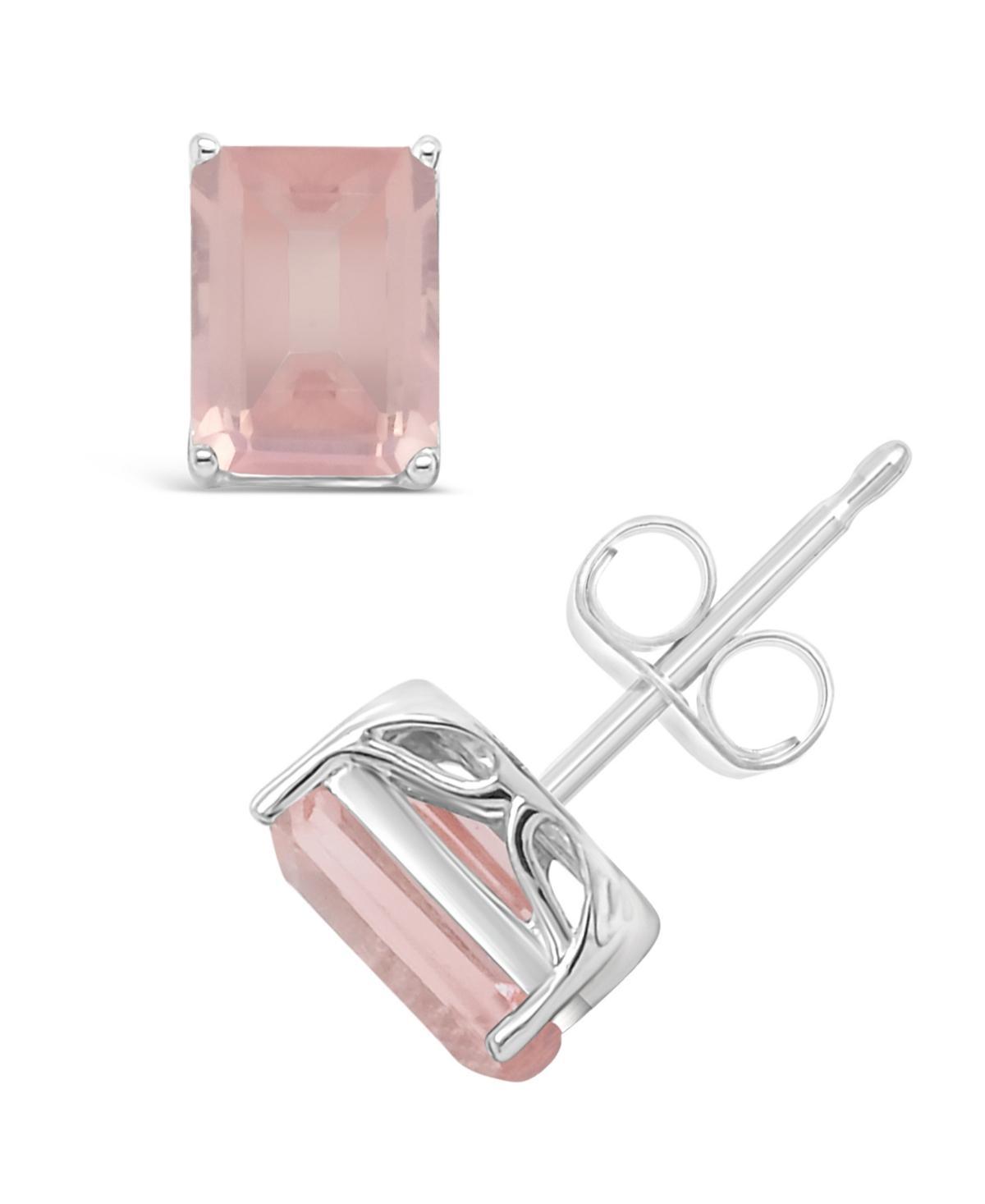 Rose Quartz (3-1/8 ct. t.w.) Stud Earrings in Sterling Silver. Product Image