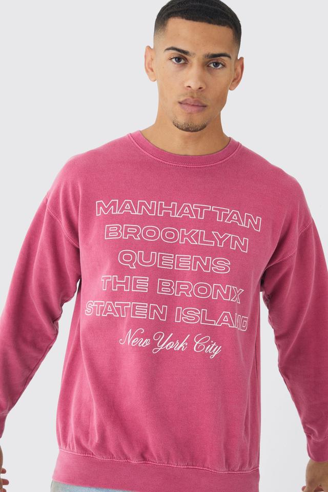 Washed New York Graphic Sweatshirt | boohooMAN USA Product Image