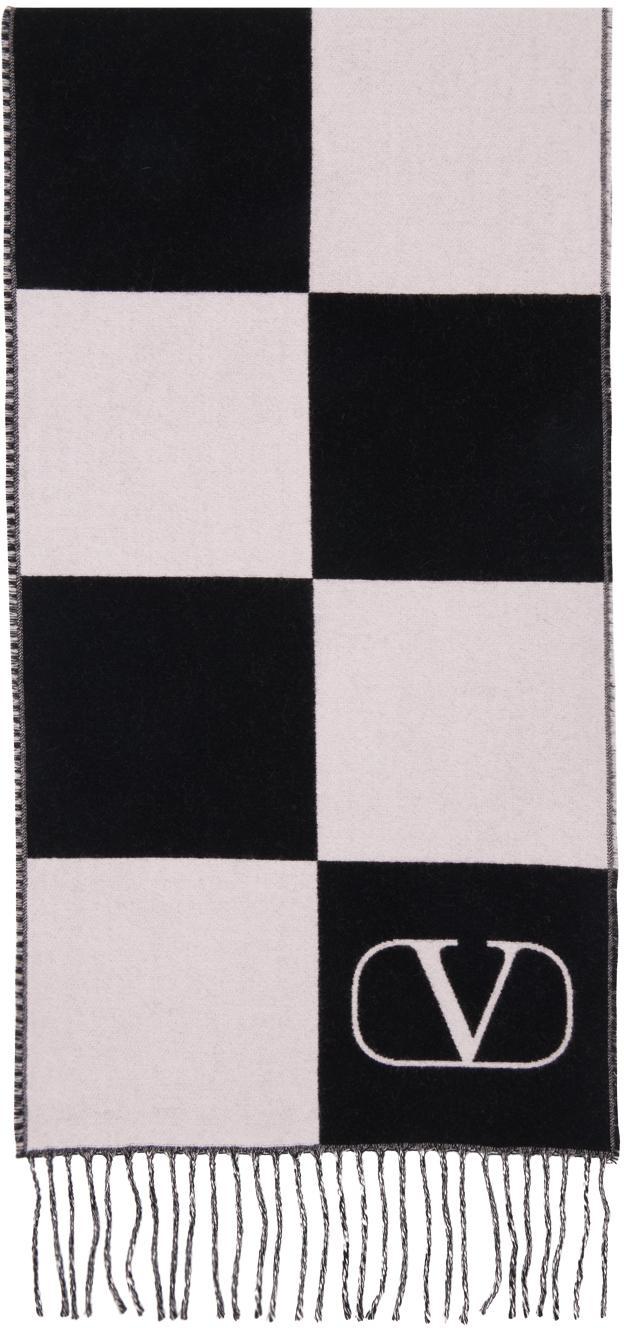 Logo-jacquard Wool-blend Scarf In Black Product Image