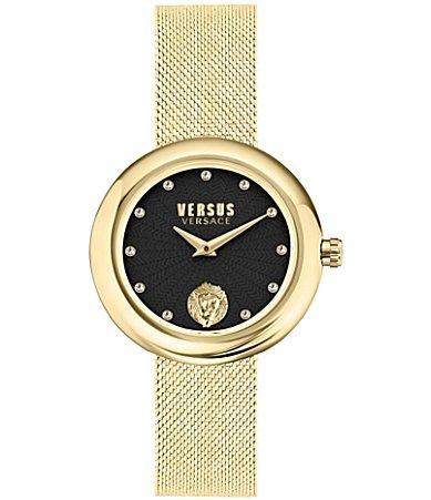 Versace Versus Versace Womens Lea Analog Black Dial Gold Stainless Steel Mesh Bracelet Watch Product Image