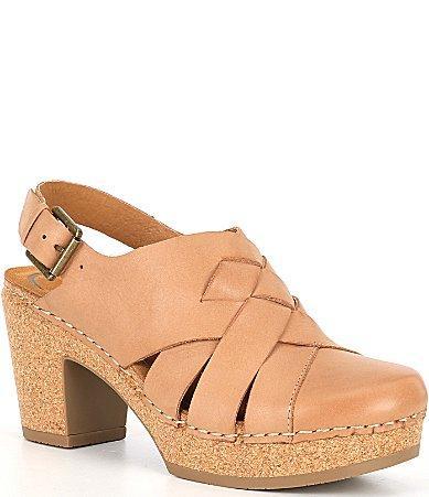 Aetrex Paige Leather Platform Slingback Clogs Product Image