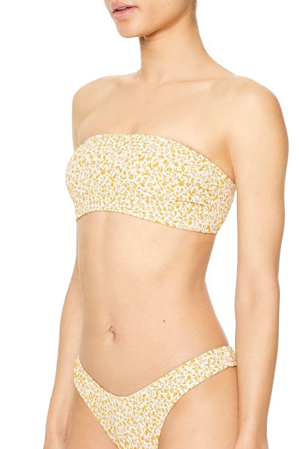 Jacquard Ditsy Floral Bandeau Bikini Top | Forever 21 Product Image