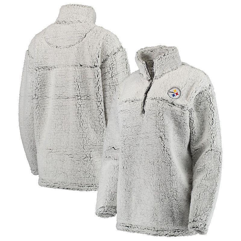 Womens Gray Pittsburgh Steelers Sherpa Quarter-Zip Pullover Jacket Product Image