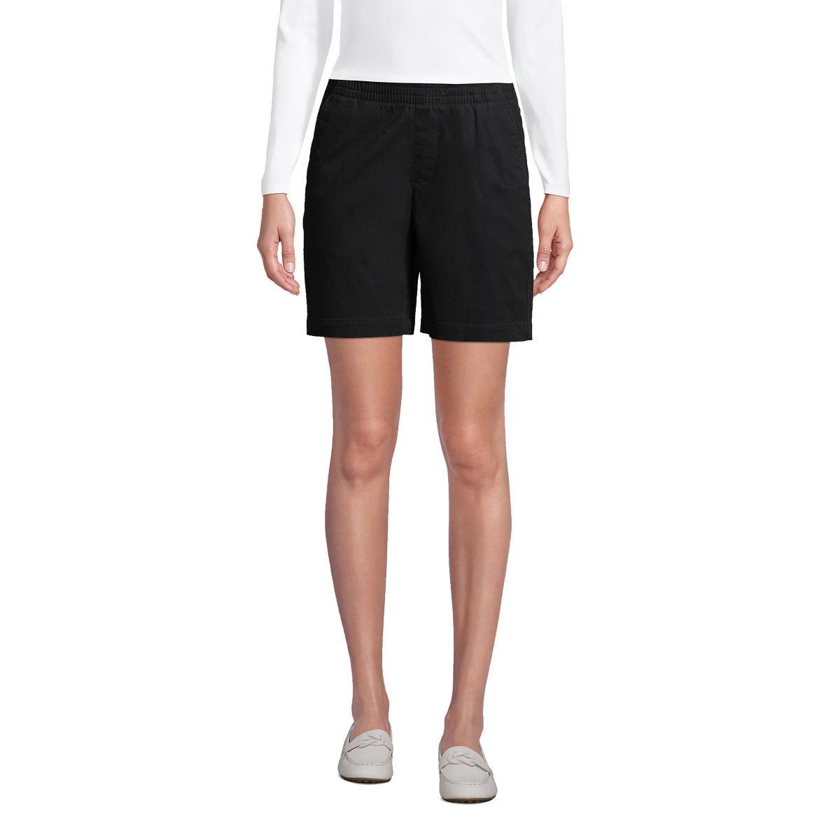 Womens Lands End Pull-On Chino Shorts Black Product Image