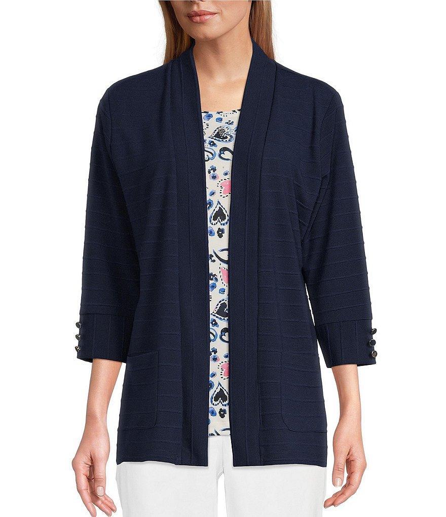 Allison Daley 3/4 Sleeve Open Front Patch Pocket Cardigan product image