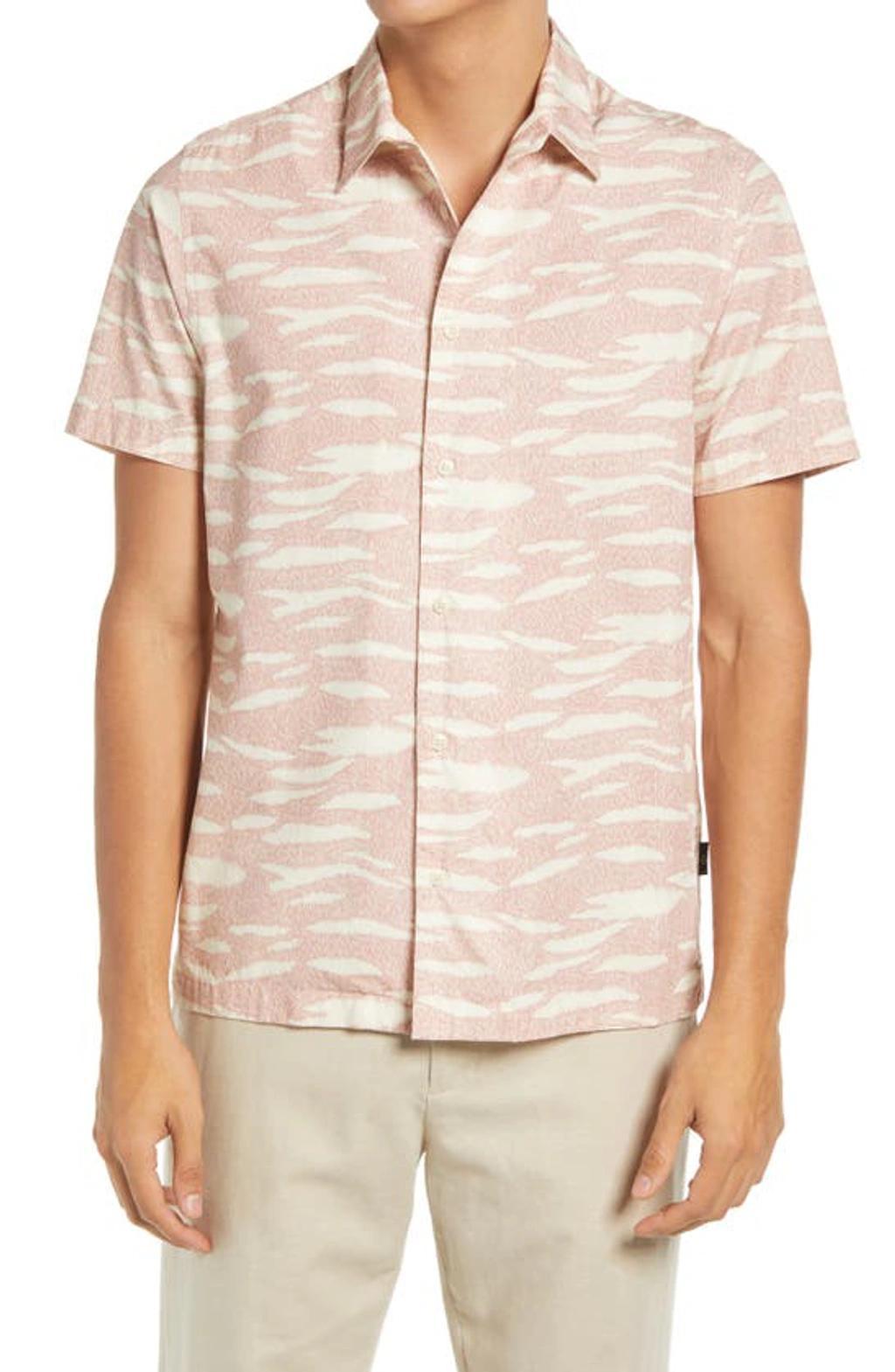 Extent Zebra Short Sleeve Button-up Shirt In Light Pink Product Image